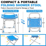 Medhelp Upgraded Folding Shower Chair, Stainless Steel Foldable Shower Seat for Inside Bathtub, Lightweight & Portable Travel Shower Stool, Anti-Slip Feet Bath Chairfor Elderly, Disabled, Injured