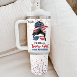 I'm A Trump Girl - US Election Personalized Custom 40 Oz Stainless Steel Tumbler With Handle - Gift For Best Friends, BFF, Sisters, 4th of July Gifts for Women - Republican Tumbler Cups