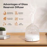 Lecdura Glass Essential Oil Diffuser, 200ml Ultrasonic Aroma Diffusers with Glass Reservoir Dome Lock Color Auto-Off Timer 7 Color Light for Gift Home Office Bedroom