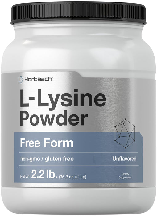 Horbäach L-Lysine Powder | 2.2 lbs | Unflavored Free Form Supplement | Vegetarian, Non-GMO, Gluten Free Formula