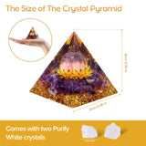 Hopeseed Orgone Crystal Pyramid for Positive Energy, Flower of Life Orgonite Amethyst Healing Crystals Pyramid for Reduce Stress Chakra Healing Meditation Attract Lucky, with 2 White Crystals Stones