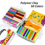 Polymer Clay 50 Colors, Modeling Clay for Kids, Non-Sticky Oven Bake Clay with Sculpting Tools and Accessories, Halloween Christmas Gift for Children and Artists.