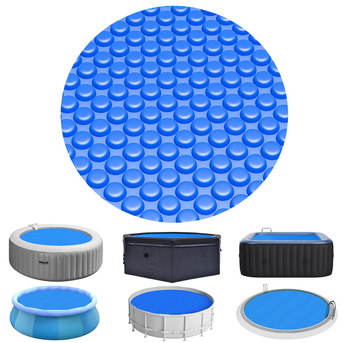 Evoio Solar Pool Cover 8 ft Round for Above Ground Inground Pools Bubble Wrap Covers Hot Tub Spa Thermal Heating, 12 Mil Circle Blue Floating Blanket for 6-24 Foot Feet Diameter Swimming Pools