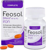 Feosol Bifera Hip & PIC Iron Supplement, Complete - 30 Caplets, Pack of 3