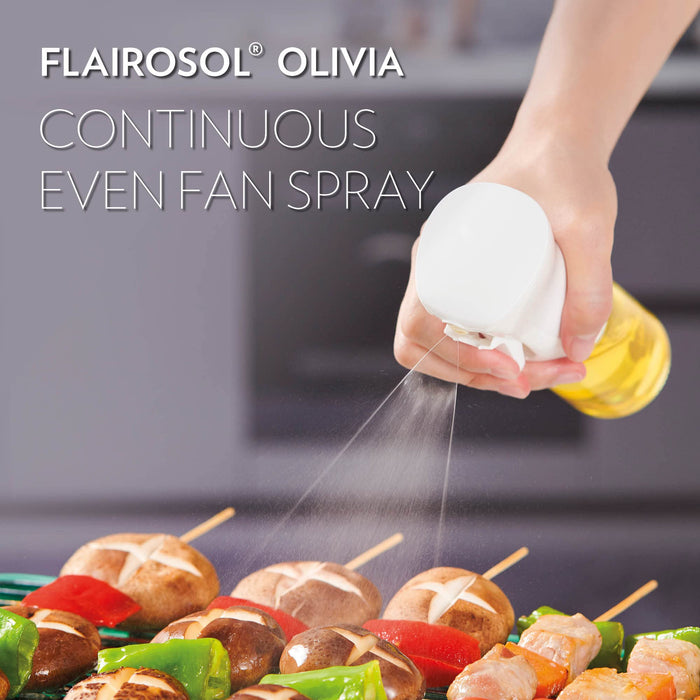 FLAIROSOL OLIVIA. The Original Advanced Oil Sprayer for Cooking, Salads, BBQs and More, Continuous Spray with Portion Control, Trusted by Chefs. Patented Technology. (Glass Bottle) (Golden Leaves)