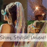 Hair Tinsel Kit 18 Colors, 3600 Strands 48 Inches Fairy Hair, Sparkling Hair Tensile for Christmas New Year Halloween Cosplay Party, Tinsel Hair Extensions with Tool