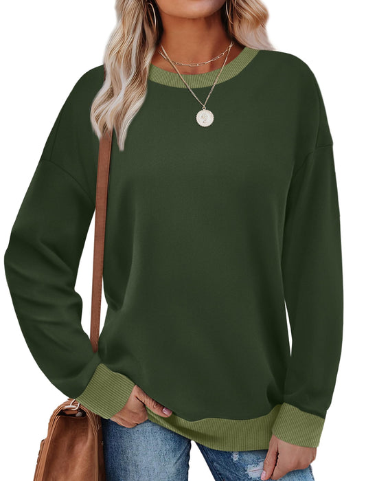 Saloogoe Womens Tops Trendy 2024 Long Sleeve Loose Fit Sweatshirts Sweaters Christmas Green XL