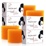 Kojie San Skin Brightening Soap - Original Kojic Acid Soap that Reduces Dark Spots, Hyperpigmentation, & Scars with Coconut & Tea Tree Oil – 65g x 4 Bars