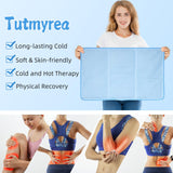 Tutmyrea Oversized 21"x13" Large Gel Ice Pack with Straps, Reusable Cold Pack with Soft Flannel Cover for Back Pain Relief, Cold Pads for Hip, Back Injuries, Aches, Swelling, Bruises, Blue