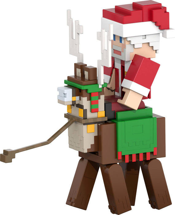 Mattel Minecraft Advent Calendar, 3.25-in Scale Action Figures including Santa, 17 Accessories & 4 Stickers, Pixelated Design