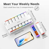 Weekly Pill Organizer 2 Times a Day, KOVIUU Large Travel Pill Box 7 Day, Am Pm Twice Daily Pill Case with Rotatable Handle, Pill Holder Container for Vitamin, Medicine, Supplement, Fish Oil, White