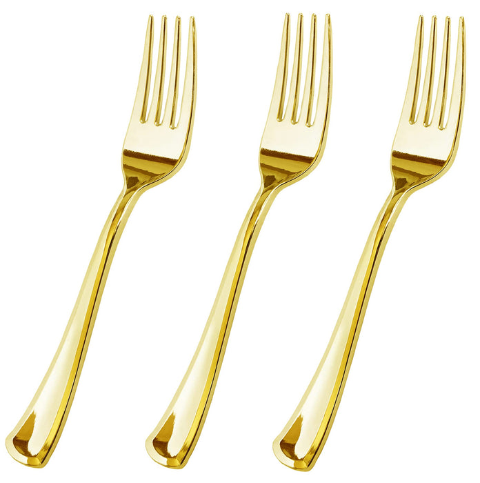 JL Prime 280 Piece Gold Plastic Forks Set, Re-Usable Recyclable Plastic Forks, Gold Plastic Forks, Great for Wedding, Anniversary, Rehearsal, Shower Events