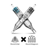 Wormhole Tattoo Cartridge Needles, 20pcs Mixed Cartridge Needles 1203RL 1205RL 1205RM 1207RM Tattoo Cartridges Disposable Tattoo Needle Cartridge Tattoo Needles Cartridge Needles for Tattoo Artist