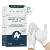 Gaxcoo Cottonnerie Large 8 Pairs 100% Premium Cotton Moisturizing Gloves for Dry Hands & Eczema | Overnight Lotion & Spa Treatment for Women & Men | Reusable, Free Washing Bag - Packaging May Vary