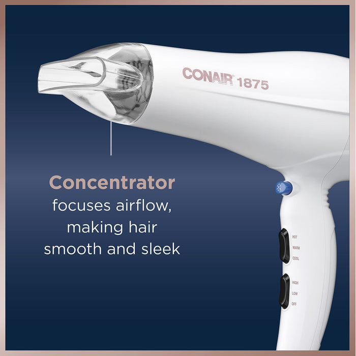 Conair Double Ceramic Hair Dryer | Blow Dryer with Ionic Conditioning | Includes Concentrator