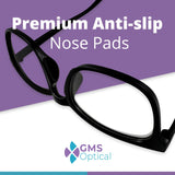 GMS Optical 1.8mm Reg-Thick/19mm Long - Anti-Slip Adhesive Contoured Silicone Nose Pads for Glasses & Sunglasses (5 Pair-2pack)(10 Total Pair)(Black)