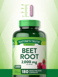 Nature's Truth Beet Root Capsules | 2,000mg | 180 Count | Non-GMO and Gluten Free Supplement