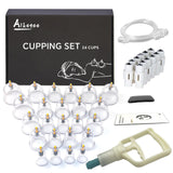 AIKOTOO Cupping Therapy Set, 24 Massage Cups Cupping Set with Pump Vacuum Suction Cups for Body Cellulite Cupping Massage Back Pain Relief, Chinese Acupoint Physical Cupping Therapy Hijama