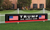 Trump 2024 Sign Banner Save America Again Large Banner Flag, Take America Back Sign Banner Polyester Advertising Banner Polyester with Brass Grommets Hanging for Outdoor Décor 98X18 Inch