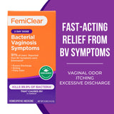 FemiClear (BV Symptoms - Vaginal Ointment for Fishy Odor, Excess Discharge, Itching & Discomfort Due to Bacterial Vaginosis, All-Natural and Organic Ingredients, 2-Day Dose