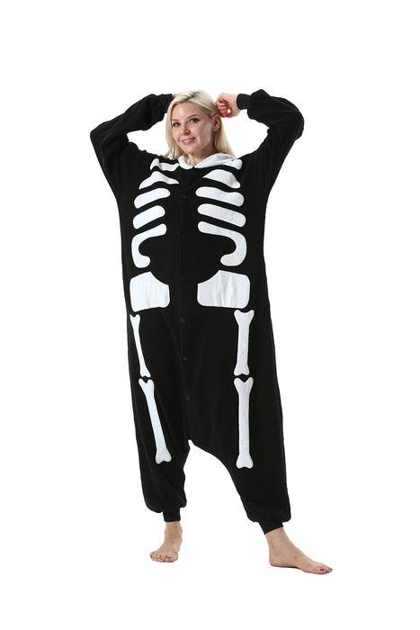 Skeleton Onesie Cosplay Halloween Costume Christmas Pajamas Unisex Adult Jumpsuit Animal Large