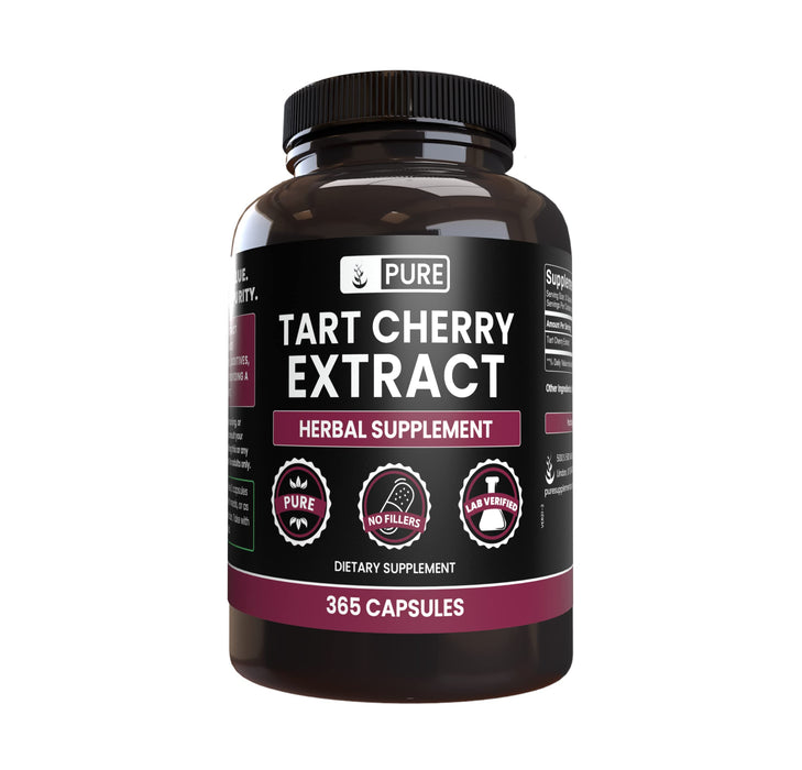 PURE ORIGINAL INGREDIENTS Tart Cherry Extract (365 Capsules) No Magnesium Or Rice Fillers, Always Pure, Lab Verified