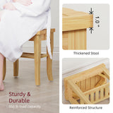 BEKVEM Bamboo Shower Bench, Spa Small Shower Stool for Inside Shower Waterproof, Bathroom Bench Seat with Storage Shelf for Adults Elderly Seniors, Wood Chair for Indoor or Outdoor Use, Natural