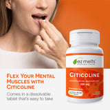 EZ Melts Dissolvable Citicoline Supplement 250 mg, Sugar-Free, 2-Month Supply