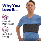 Rib Brace Chest Binder | Rib Belt to Reduce Rib Cage Pain | Chest Compression Support for Rib Muscle Injuries, Bruised Ribs | Breathable Chest Wrap Rib Brace for Women Men (XXL - Black - 52 Inch)