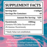 Liposomal Tocotrienols Supplement 1000mg, Vitamin E, Advanced Formula with 95% Delta-tocotrienols, 5% Gamma-tocotrienols - 60 Softgels （2 Bottle）