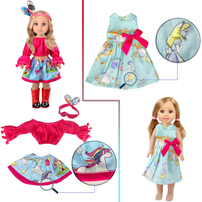 WONDOLL 10-Sets Doll-Clothes for American-14-inch-Dolls - Compatible with 14.5-inch-Dolls Handmade Clothes and Outfits Accessories Christmas Birthday Gift for Little Girl