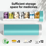 Weekly Pill Organizer 7 Day, Betife Daily Pill Box, Travel Pill Case, Cute Pill Holder to Hold Vitamins, Medicines, Supplements, Pills Organizer(Green)