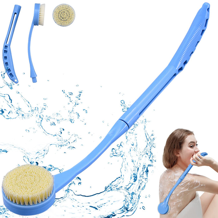 Back Brush Long Handle for Shower, 20.5” Back Bath Brush for Shower, Back Scrubber, Exfoliation and Improved Skin Health for Elderly with Limited Arm Movement, Disabled, Pregnant Women