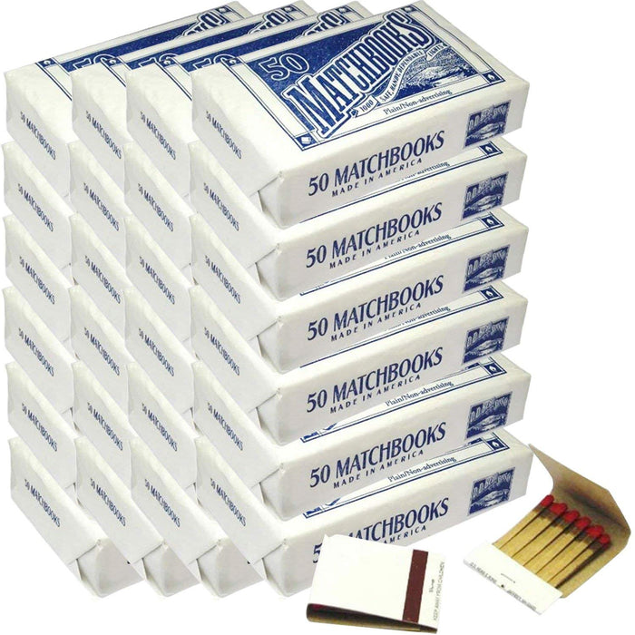 D.D. Bean & Sons 1200 Matchbooks, White, for Wedding Birthday Wholesale, Made in America, 24 Pack