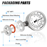 MEANLIN MEASURE 1/2" NPT Bimetal Thermometer for hot Water, boilers, and Pipes，3.3" Dial, 4.4" Stainless Steel Stem，Temperature Range 0-220°F/-10-100 ° C, Accuracy 2%,Lower Mount