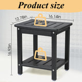 Apolimi Shower Chair,HDPE Shower Bench for Inside Shower to Sit On It, Shower Stool with Storage Shelf 2-Tier Spa Stool for Elderly,Water Resistant & Non-Slip Design Shower Seat Bench (Black S Size)