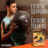 KT Tape, Pro Extreme Synthetic Kinesiology Athletic Tape, 20 Count, 10” Precut Strips, Jet Black