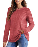 OFEEFAN Womens Sweater Long Sleeve Womens Tunic Tops Basic Tee Christmas Scarlet XL