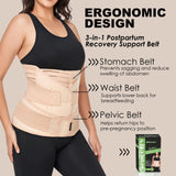 3 in 1 Postpartum Belly Band Wrap Support Recovery Girdles Abdominer Binder Post Surgery Belly&Waist&Pelvis Support Belt & Back Brace (Beige, XX-Large)