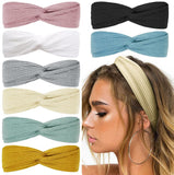 Huachi Boho Head Bands for Women's Hair Non Slip Twist Hair Bands for Short Hair Fashion Summer Hair Accessories, Solid Color, 8Pcs