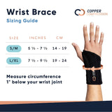 Copper Compression Wrist Brace - Copper Infused Adjustable Orthopedic Support Splint for Pain, Carpal Tunnel, Arthritis, Tennis Elbow, Tendinitis, RSI, Ganglion Cyst for Men Women - Left Hand - L/XL