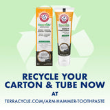 ARM & HAMMER Essentials Fluoride-Free Toothpaste Whiten + Activated Charcoal-4 Pack of 4.3oz Tubes, Clean Mint- 100% Natural Baking Soda