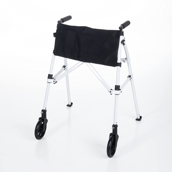 Stander Wonder Walker Plus, Lightweight Folding Rolling Walker for Adults, Seniors, Elderly, Collapsable Travel EZ Fold-N-Go Walker with Wheels, Glides, & Pouch, Compact Standard Walker, Vivid White