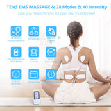 Brilnurse Dual Channel TENS EMS MASSAGE Unit 28 Modes 40 Level Intensity Muscle Stimulator for Pain Relief, Rechargeable Mini TENS Machine Pulse Massager with 12 Pads/Storage Pouch/Pads Holder