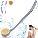 Back Brush Long Handle for Shower, 20.5” Back Bath Brush for Shower, Back Scrubber, Exfoliation and Improved Skin Health for Elderly with Limited Arm Movement, Disabled