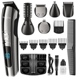 Brightup Beard Trimmer for Men - 19 Piece Mens Grooming Kit with Hair Clippers, Electric Razor, Shavers for Mustache, Body, Face, Ear, Nose Hair Trimmer, Gifts for Men, USB Rechargeable & LCD Display