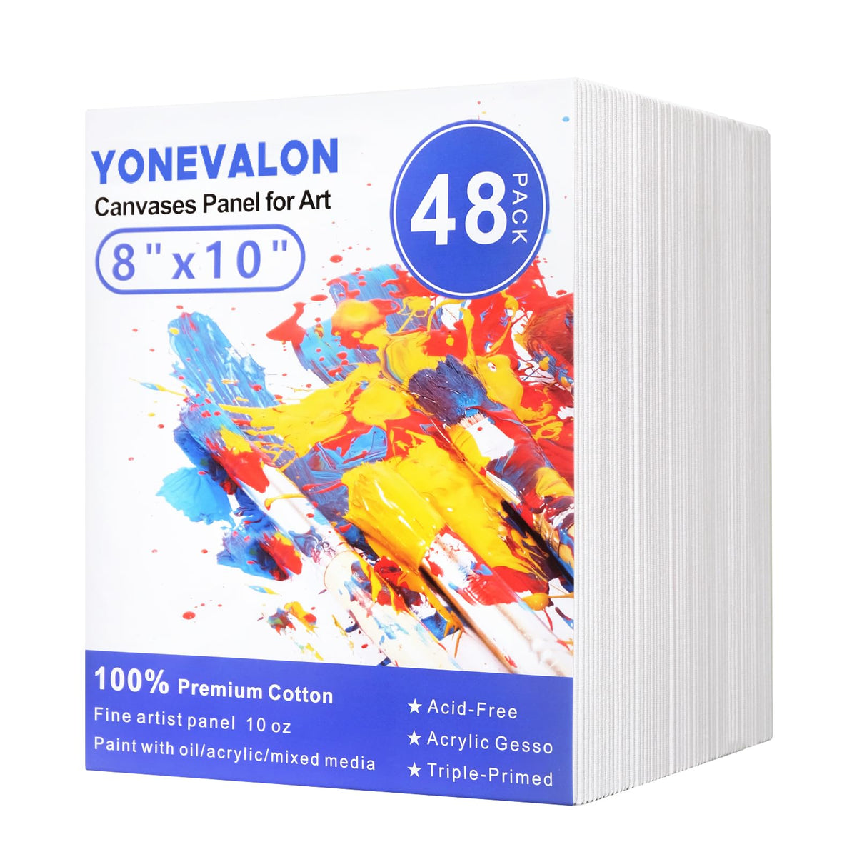 Canvases for Painting 48 Pack, 8x10 inch Blank Canvas Boards, Primed A