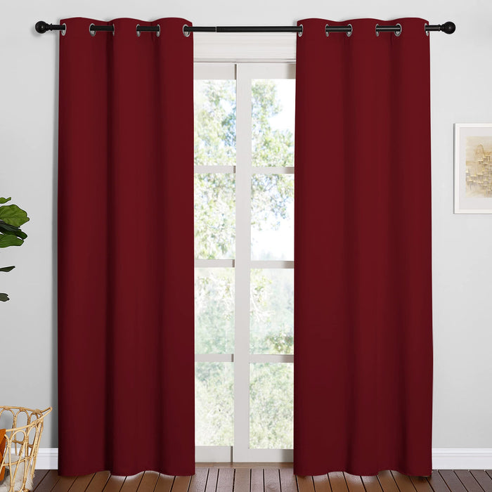 NICETOWN Home Decorations Thermal Insulated Solid Grommet Top Blackout Living Room Curtains/Drapes for Christmas & Thanksgiving Gift (1 Pair, 42 x 84 inches, Burgundy Red)