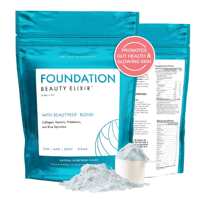 Hair La Vie Foundation Collagen Elixir with Keratin and Prebiotics for a Healthy Skin, Hair, & Body, 9.96 oz.