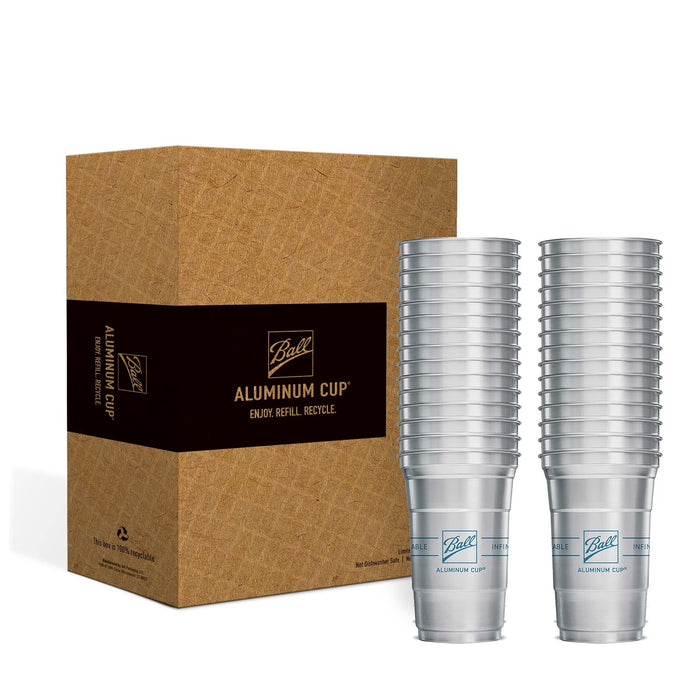 Ball Aluminum Cup Recyclable Party Cups, 20 oz. Cup, 30 Cups Per Pack